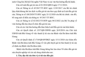 Thông báo: Tổ chức đấu giá tài sản thanh lý